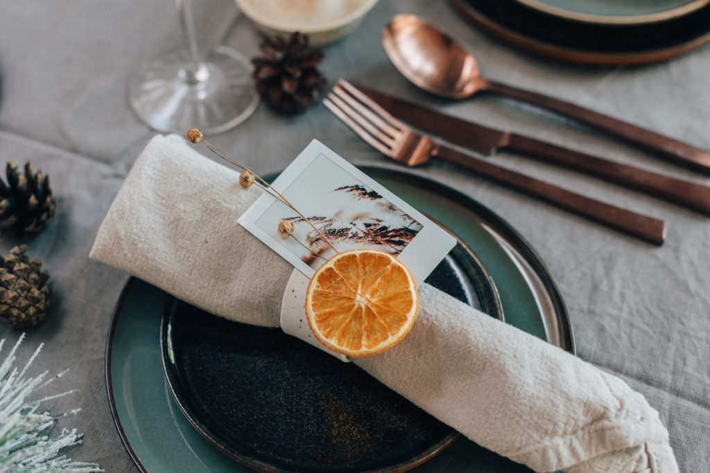 Napkin rings with instax Link printer